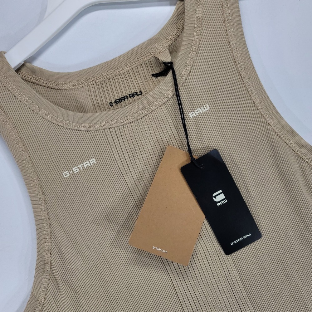G-Star RAW Engineered Rib Tank Dress Westpoint Khaki D21384-C678-C53122 Large